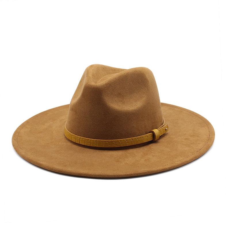 Wish Suede Top Hat Women'S Color Peach Heart Big Eaves Hat Gentleman'S Hat