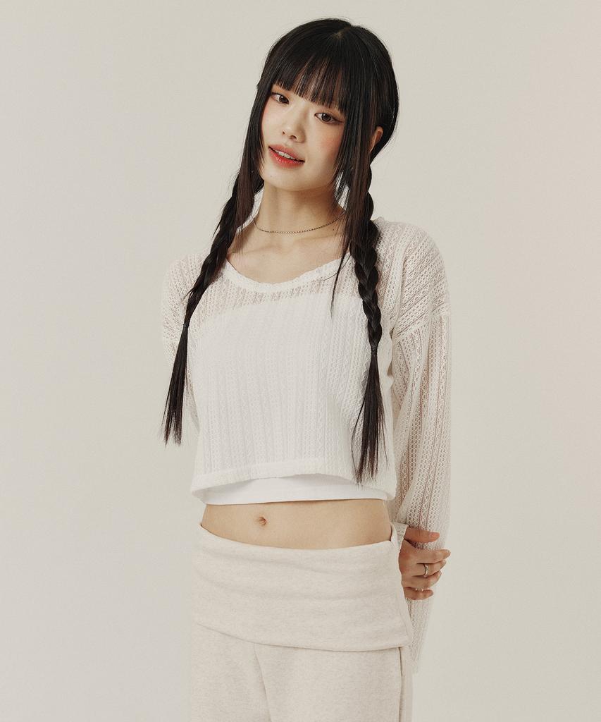Kkuape Long Sleeve Cover-Up Knit Top_2Color