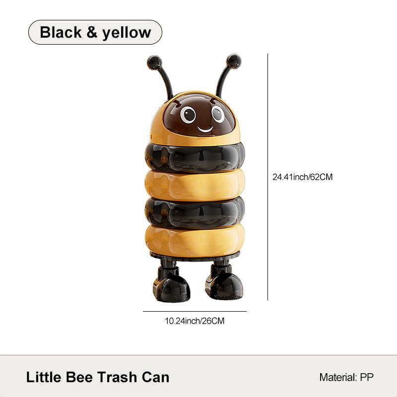 

1pc Wastepaper basket, tall-legged bin, charming bee design, no-bend-over feature, large capacity with lid жёлтый