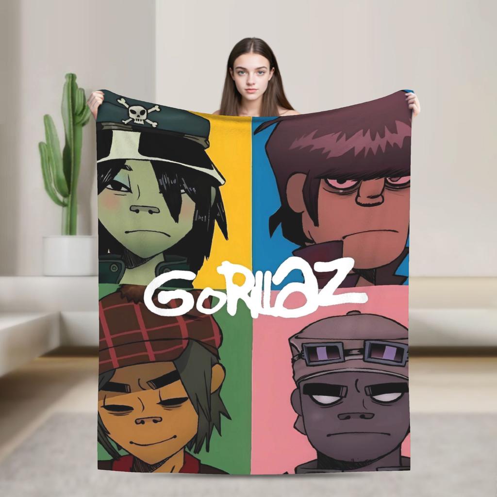 Music Band G-gorillazs Soft Blankets Picnic Plush Throw Blanket Aesthetic Home Decor Flannel Bedspread Sofa Bed Cover