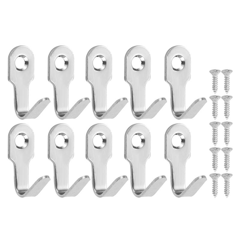 

20/10Set Mini Stainless Steel Hook With Screw Items Key Rack Wall Punching J-Shaped Hooks Kitchen Accessories Bathroom Hardware Silver 10pcs