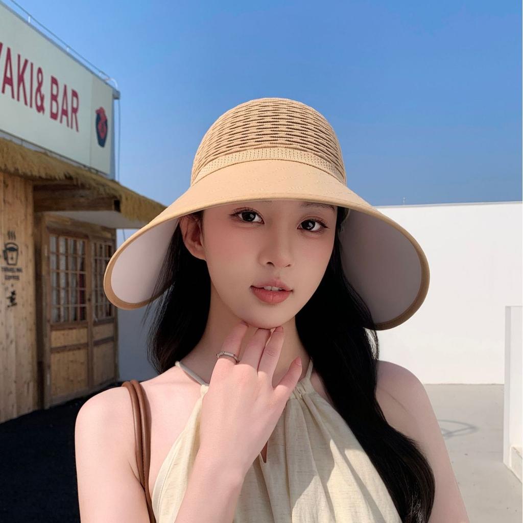 Summer Hat Women'S Bow Sunscreen Empty Top Hat Breathable Large Brim Fashionable Versatile Sunshade Sun Hat
