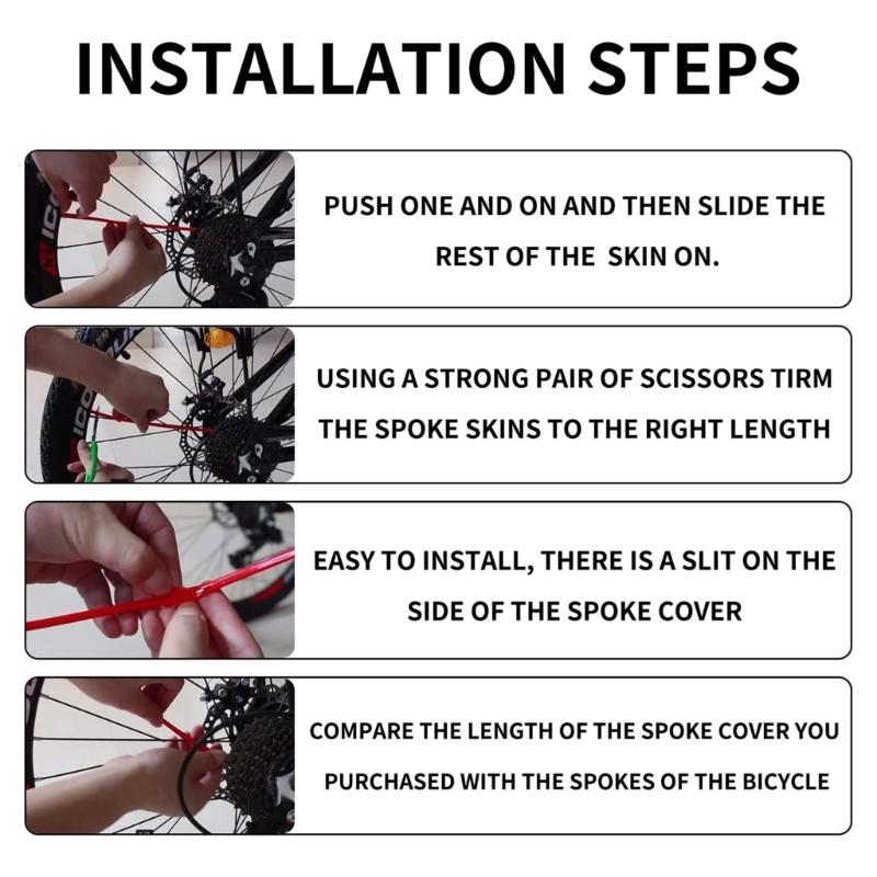 72PCS Universal Bicycle Spoke Skins Covers Motorcycle Wheel Rim Trim Wrap for Motorcycle Bike