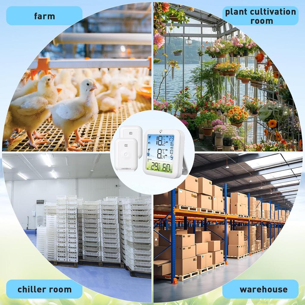 Wireless Freezer Thermometer with Alarm Household Digital Temperature Gauge Refrigerator Digital Thermometer with Backlit Display Prevent Food