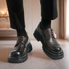Autumn New Fashion Business Dress Casual Big Head Leather Shoes Men's Platform Heightening Versatile Trend Derby Shoes