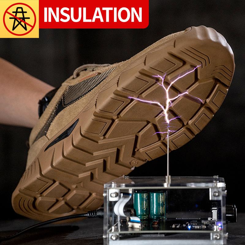 Isolierte 6kV Arbeitsschutzschuhe Herren Plastikkopf Kevlar Durchschlagsicher Elektrische Schuhe