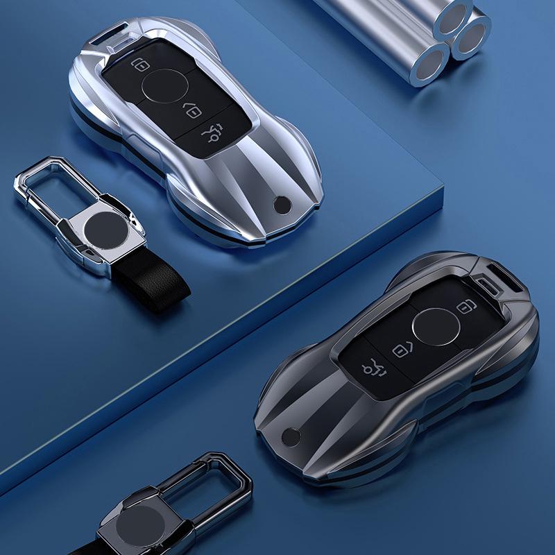 Apply To Mercedes-benz Key Case Car Metal Protection Cover E300L C260L GLC A200 C200 GLA GLB GLS Modified Decorative Accessories