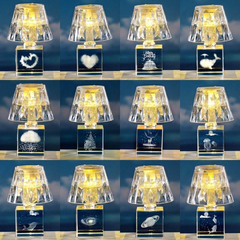 LED Modern Crystal Table Lamp Acrylic Bedside Night Light Creative Crystal Desk Lamp Home