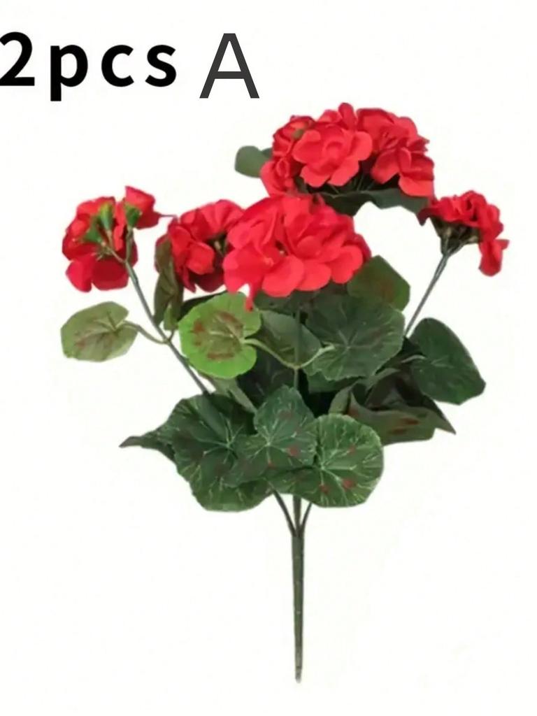 Artificial Geranium UV Resistant Wedding Kitchen Garden Table Ornaments Indoor and Outdoor Decoration 1 Set of 2pcs