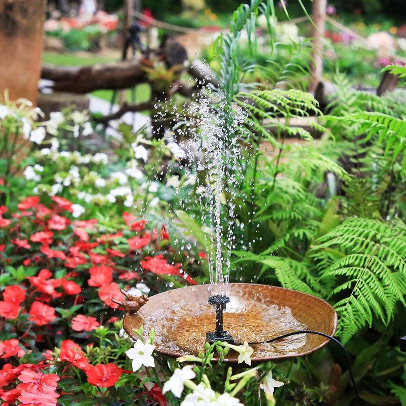 2.5W Solar Fountain Pump with 6 Nozzles for Bird Baths, Ponds, Gardens - DIY Outdoor Water Feature