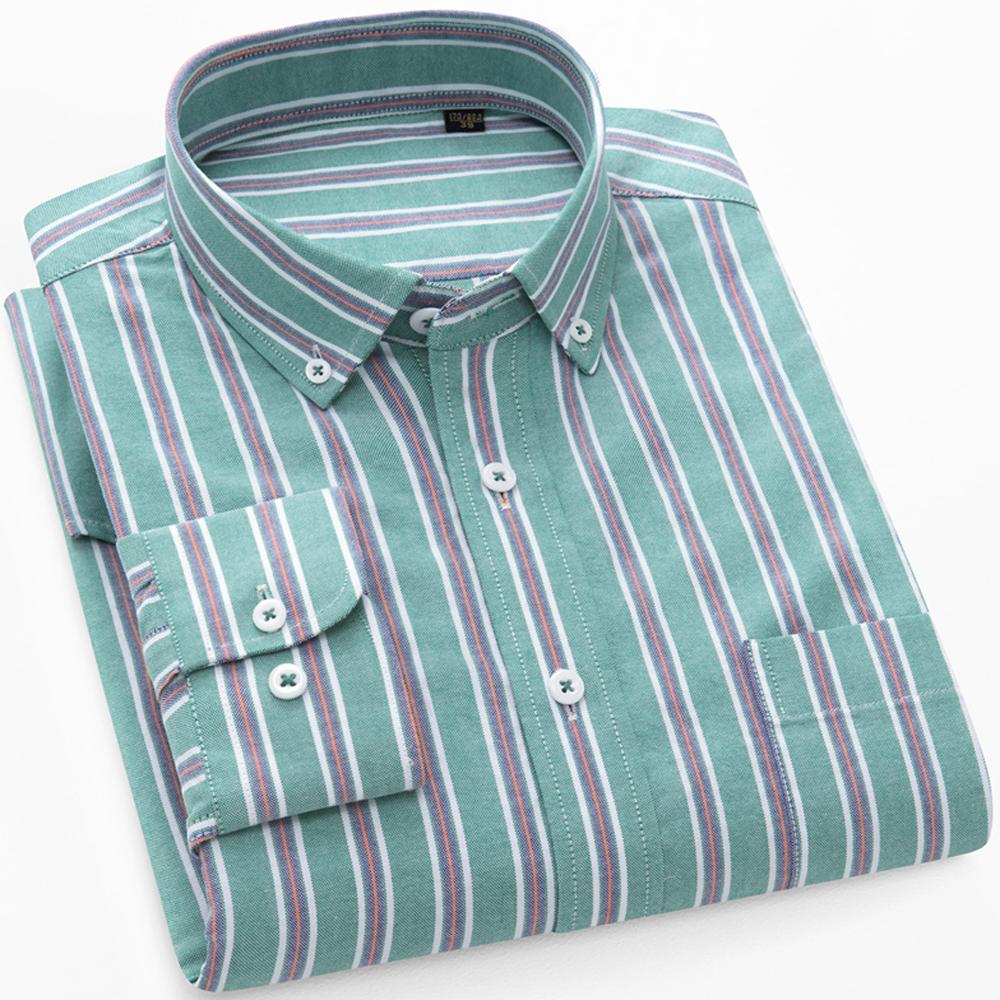 Men's Long Sleeve Washed Oxford Button-Down Shirt with Pocket, 100% Cotton Soft Comfortable Casual Fashion Spring Fall Menwear