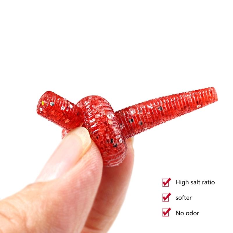 30Pcs Soft PVC Stick Baits Artificial Soft Fishing Lures With Salt Plastic Earthworm Fishing Baits Fishing Accessories