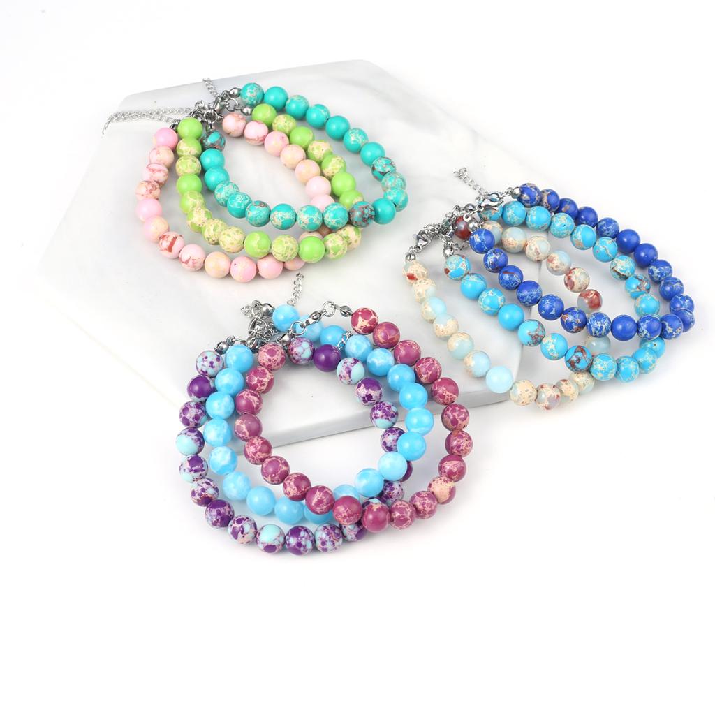 Nový styl Dámský náramek Přírodní kámen Emperor Stone Korálky 8X8 MM Přívěsky pro ženy Romantický dárek k narozeninám