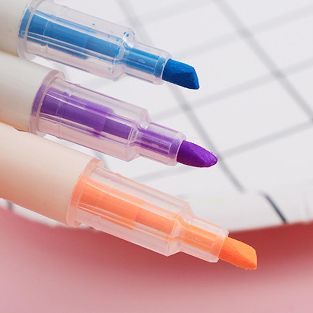 6Pcs/Set Double-headed Highlighter Kawaii Stationery Color Marker School Supplies Student Marker Cute Stationery