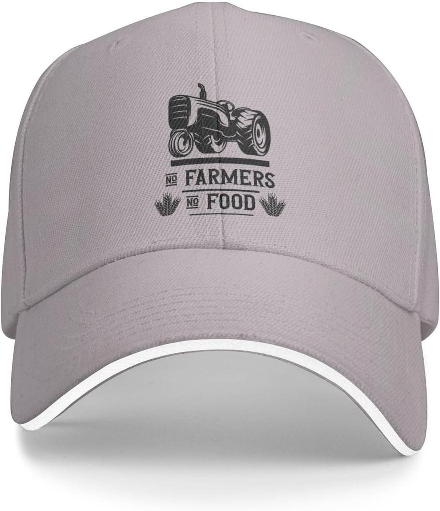 No Farmer No Food Tractor Graphic Baseball Cap Polyester Adjustable Outdoor Dad Hat for Men Women