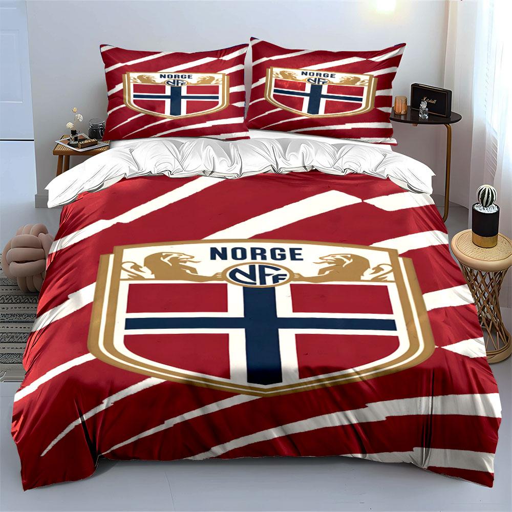 Norway Football Emblem Design. Bedding Sets Duvet Cover Sets Duvet Covers Pillowcases(1*Duvet Cover 2*Pillowcases Without Duvet Insert)