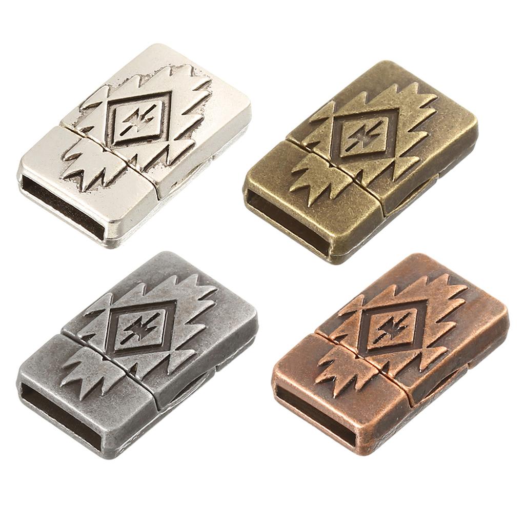 Jewelry Findings Leather Bracelet Clasp DIY Magnet Hook Rhodium Magnetic Clasp Flat Hole 15*3mm