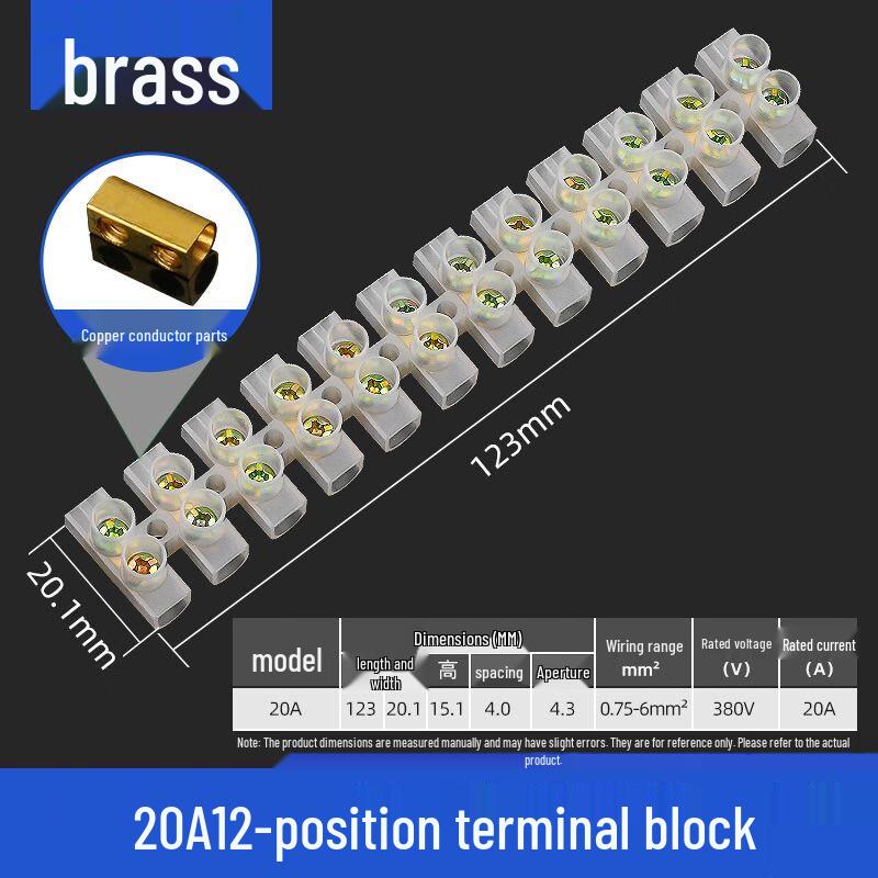 Beifute 12-Position Nylon Brass Terminal Block