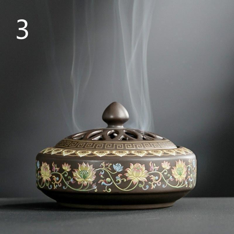 Ceramic Incense Burner Lotus, Dragon Pattern, Cloisonne Handicraft, Colored Enamel