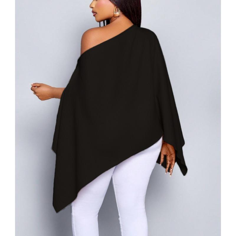 Dames Casual Off Shoulder Losse Vleermuismouw Effen Kleur Elegante Blouse