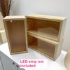 2/3PCS Pine Wood Storage Display Boxes Frame with Removable Acrylic Panel Showcasing Frames/Figurines/Lights Home Office Decor