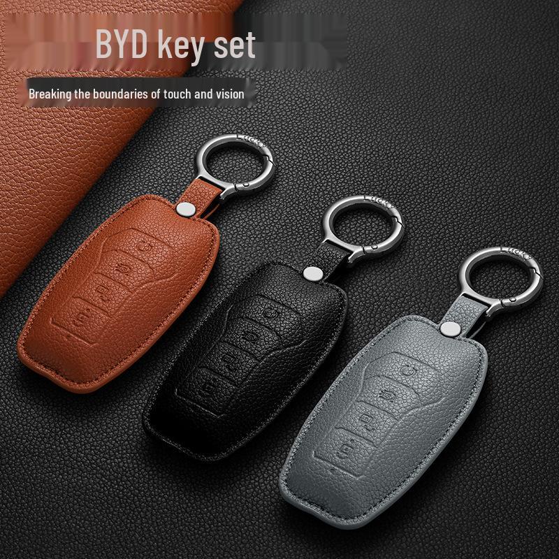 BYD Pro Key Case - Leather Protective Shell for Song Plus, Yuan DMI, Dolphin, Han, Tang, Qin, Han EV Models