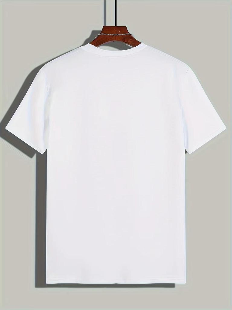 Men's Loose Fit Cotton Graphic Tee - Casual Sports Anime Print, Crew Neck Short Sleeve