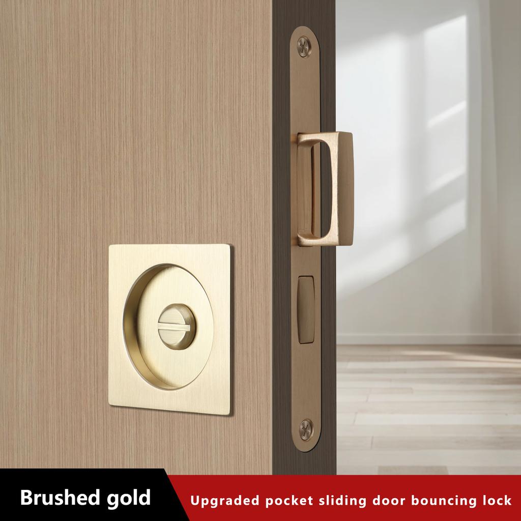 Square Pocket Door Lock Left and Right Sliding Door Lock Invisible Door Handle Bedroom Sliding Door Hook Lock Embedded Safety