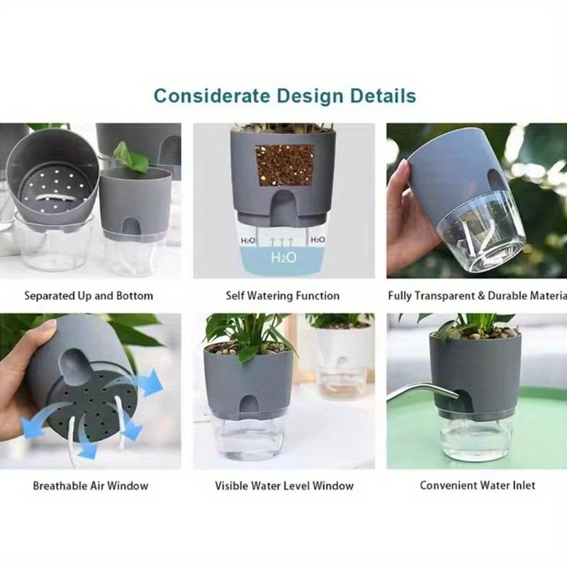 5Pcs Self Absorbing Transparent Flowerpot,Inner Air Hole, Prevention of Plant Root,Office, Hotel, Home Decor