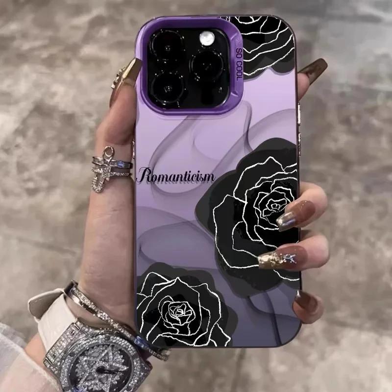 Luxury Florals Pattern Shockproof Phone Case For iPhone 15 14 13 12 11 Pro Max 7 8 Plus XS XR X Candy Color Flowers Back Cover