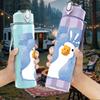 1PC Blue Goose Bird Watercolor Print 750ml Color Plastic Sports Water Bottle Leakproof Flip Straw Lid Suitable for Sports Office Home Use
