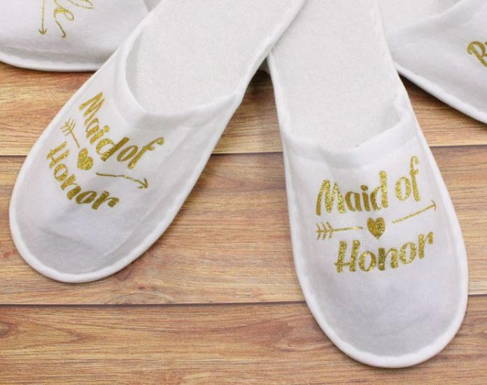 Bridesmaid Wedding Pajama Party Slippers - Colorful Letter Design