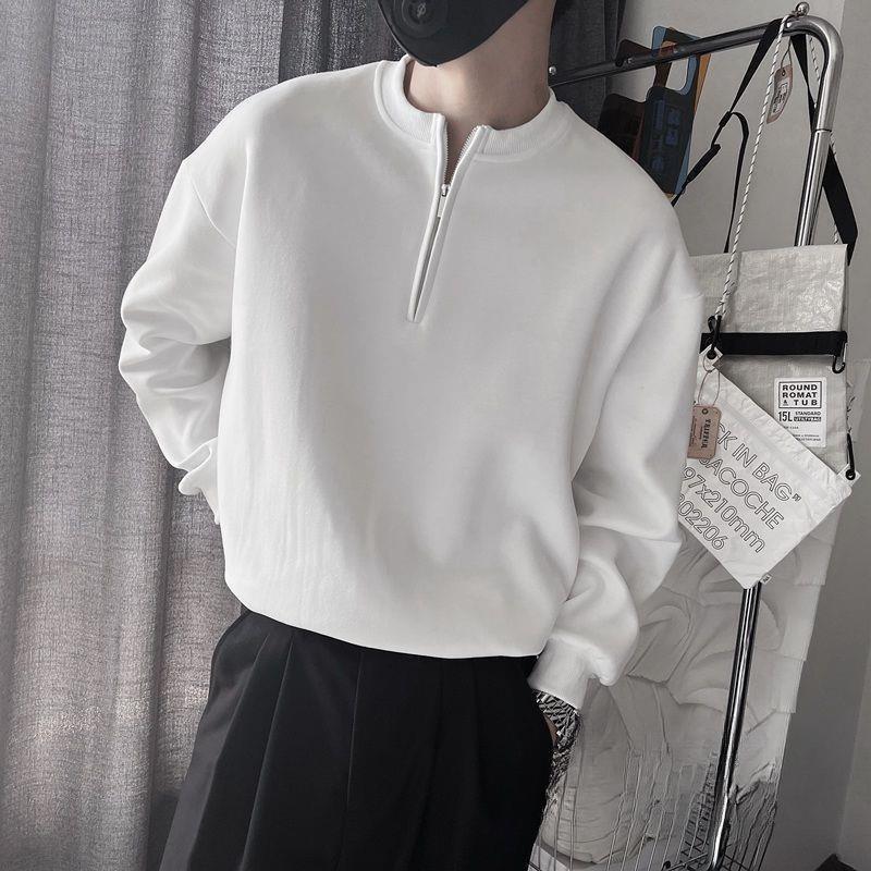 Men's Korean Style Zipper Stand-Up Collar Sweatshirt: Spring/Autumn Casual Long Sleeve Pullover