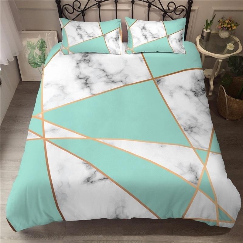 Comforter Marble Twin Queen Microfiber Geometric Bedding Set Modern Luxury Abstract Triangle Comforter For Girls Women