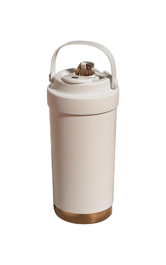 Ceramic-coated Vacuum-insulated Tumbler with Straw. [No Metallic Odor Comfortable 3-way Drinking Spout] Includes Lid, Leak-proof Design, Wide Mouth,