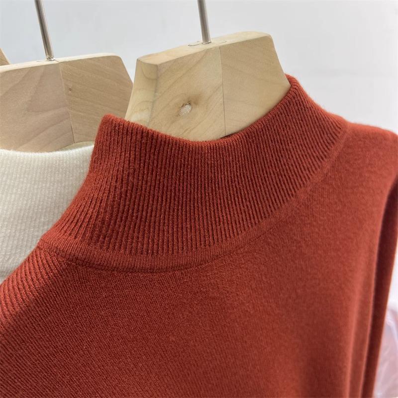 Šik červený angorový pletený svetr: Dámský top slim fit s polovyvýšeným krkem na podzim/zimu