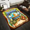 Colorful Tropical Surfboard Carpet with Beach Scene and Palm Trees Suitable for Use As an Anti-slip for Living Room Bedroom Sofas