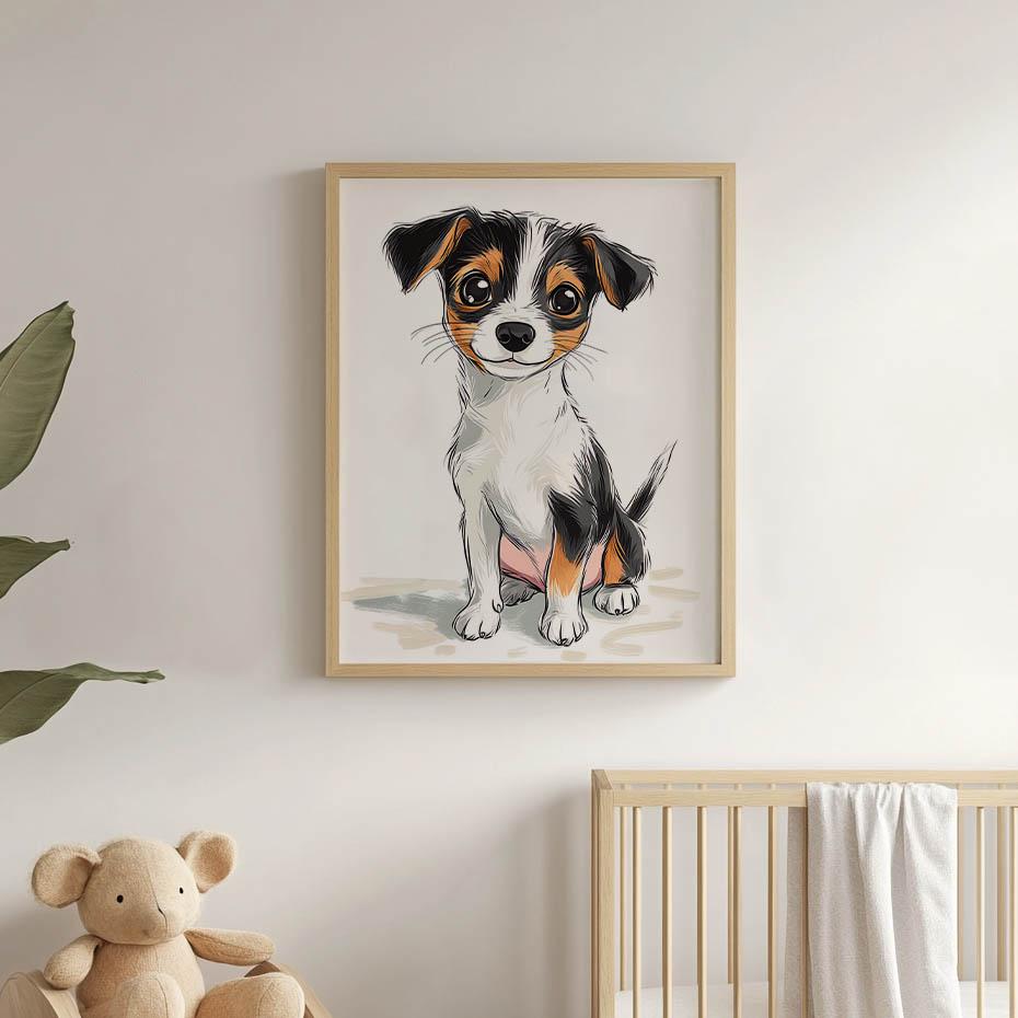 Cute Jack Russell Terrier - Poster for Children Cute Jack Russell Terrier - Poster for Children, 30X40 Cm, Unframed, Premium Canvas On Stretcher