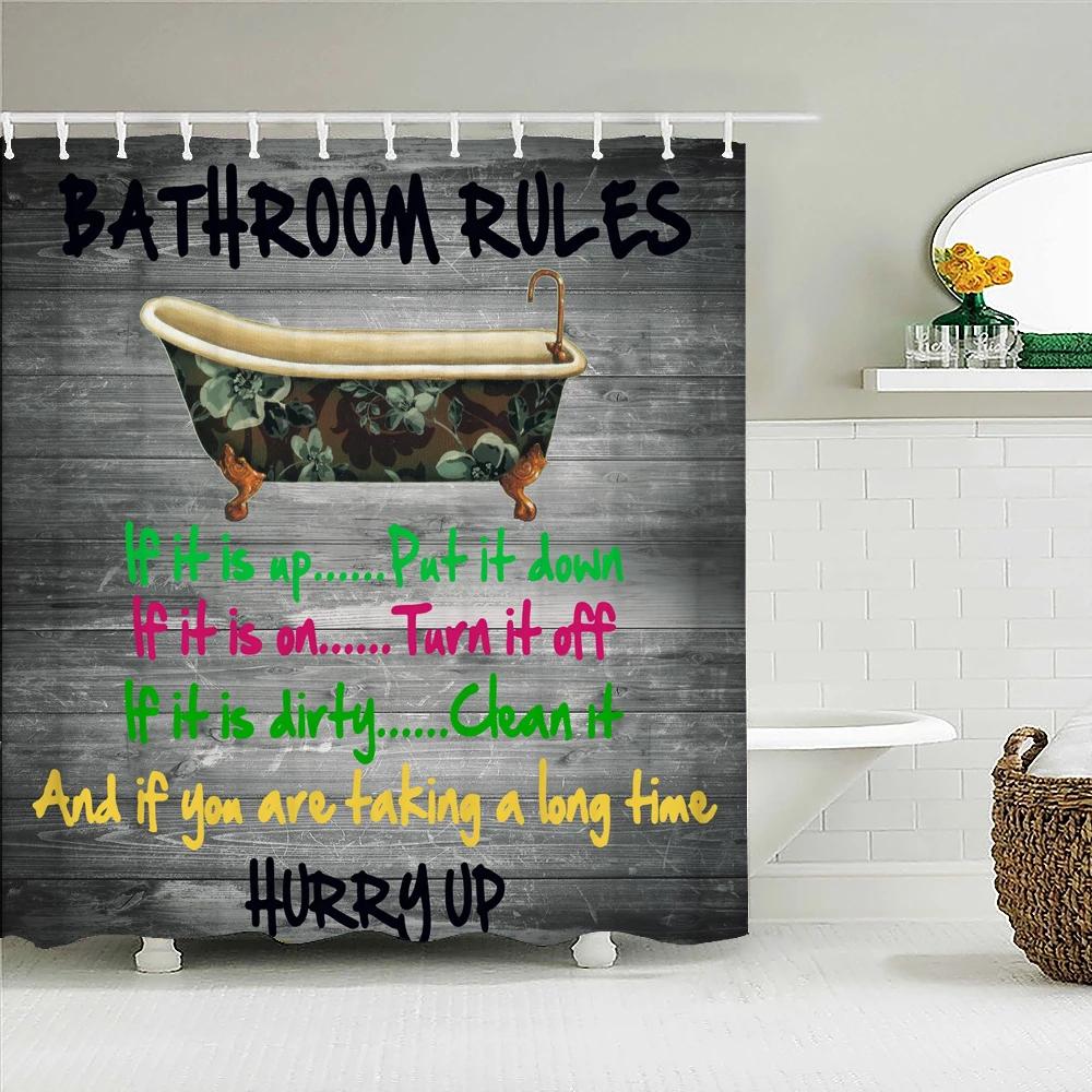 Wall Hanging Bath Screens Geometric Shower Curtain Bathroom Waterproof Retro Old Wood Grain Decor Multi-size Shower Curtains