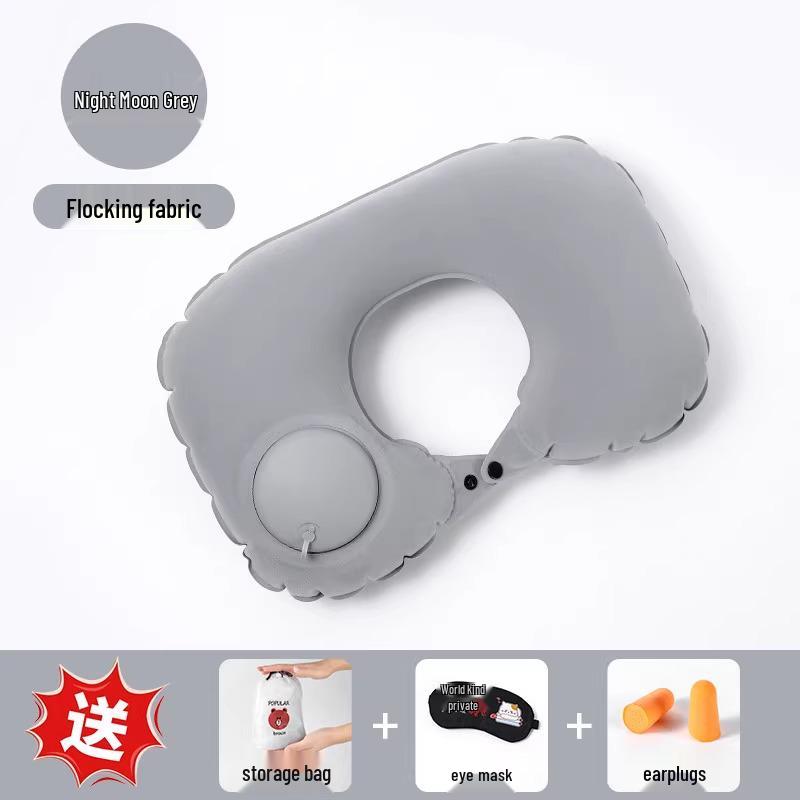 Inflatable U-shaped Neck Support Pillow for Travel - Portable and Press-type for Car & Airplane Comfort