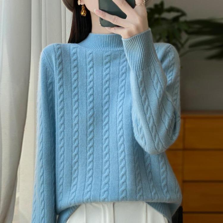 Winter Women Sweater 100% Wool Turtleneck Knit Pullover Thick Jumpers MODERN NEW SAGA Female Knit Tops