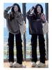 Petite Women's Gray High Waist Wide Leg Cargo Pants - Spring/Summer 145cm Casual Drape Parachute Style
