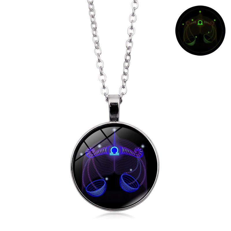 Luminous Twelve Constellations Time Retro Jewelry Student Couple Birthday Gift Pendant Necklace