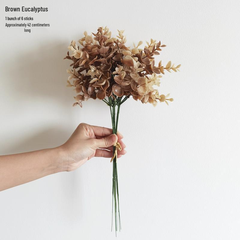 Wabi-Sabi Retro Floral Arrangement with Eucalyptus & Reed Grass for Home Decor & Photography