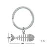 Fish Bone Cat Stainless Steel Keychain Cute Cartoon Matching Style Fashion Couple Friend Pendant Practical Bag Decoration