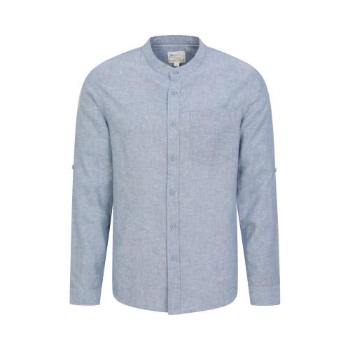 Mountain Warehouse Mens Lowe Linen Blend Grandad Collar Shirt