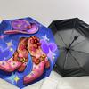 1pc Cowboy Boots Starry Hat Automatic Open/Close Umbrella with Windproof, 8-Rib Sturdy Canopy, Durable Ribs, Fashionable Design1149A