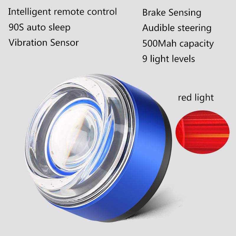 Fashion New Bicycle Turn Tail Light Colourful Lights Intelligent Vibration Sensor Brake Light Waterproof Cycling Gear for Bike 9-Speed Adjustment