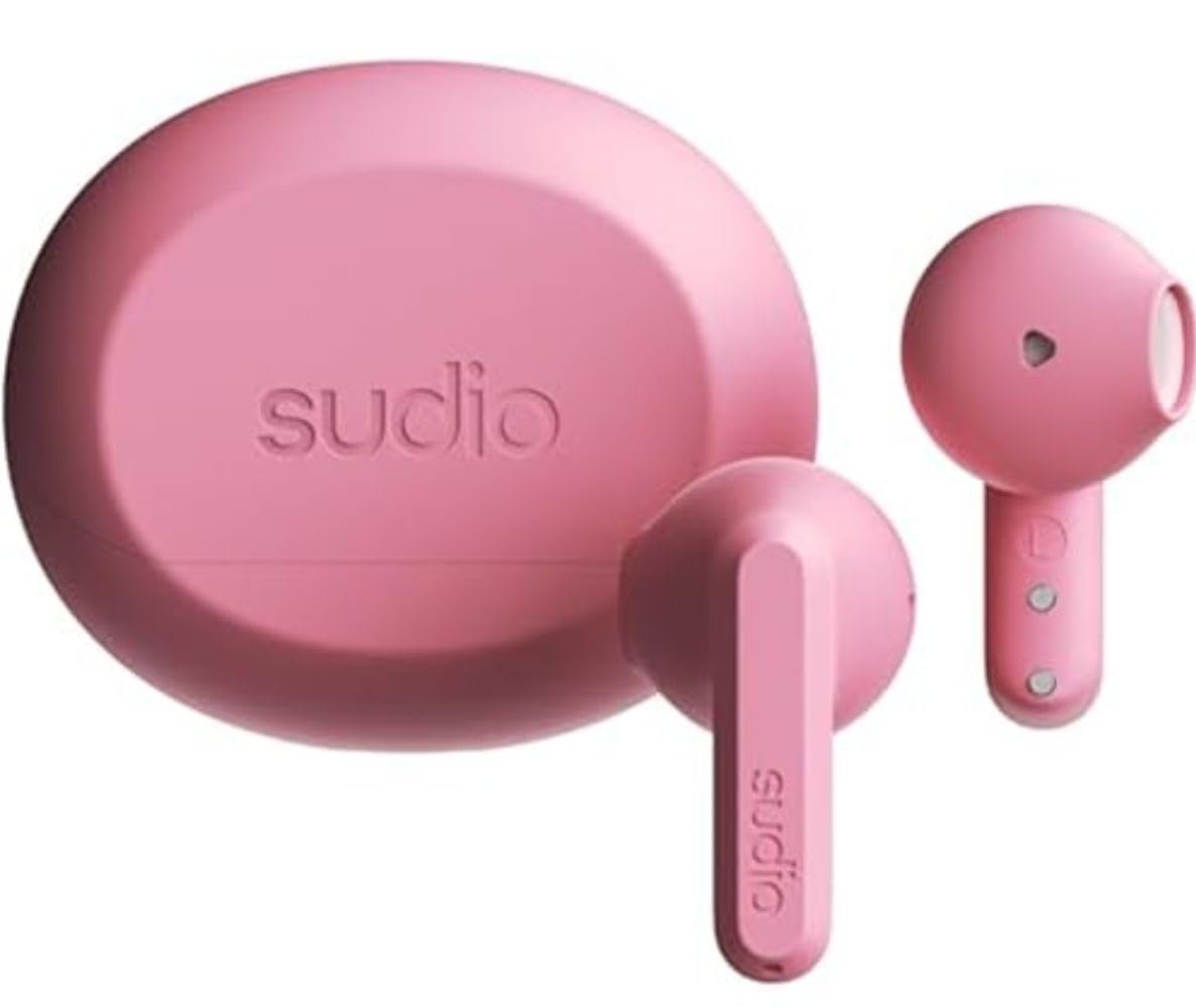

SUDIO A3 Wireless Earphones with Mic Compatible with iOS and Android (Bubblegum Pink) In-Ear (Bluetooth 5.4 / / / Waterproof) Type-C