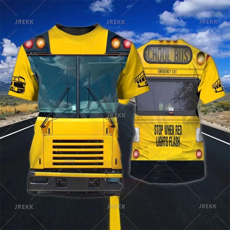 School Bus Driver Men's T-shirt 3D Print Casual Uniform Homme Summer O Neck Short Sleeve Oversized Unisex Harajuku Clothing 4XL